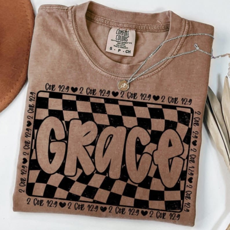 Grace checkered background BLACK 106492 DTF transfer