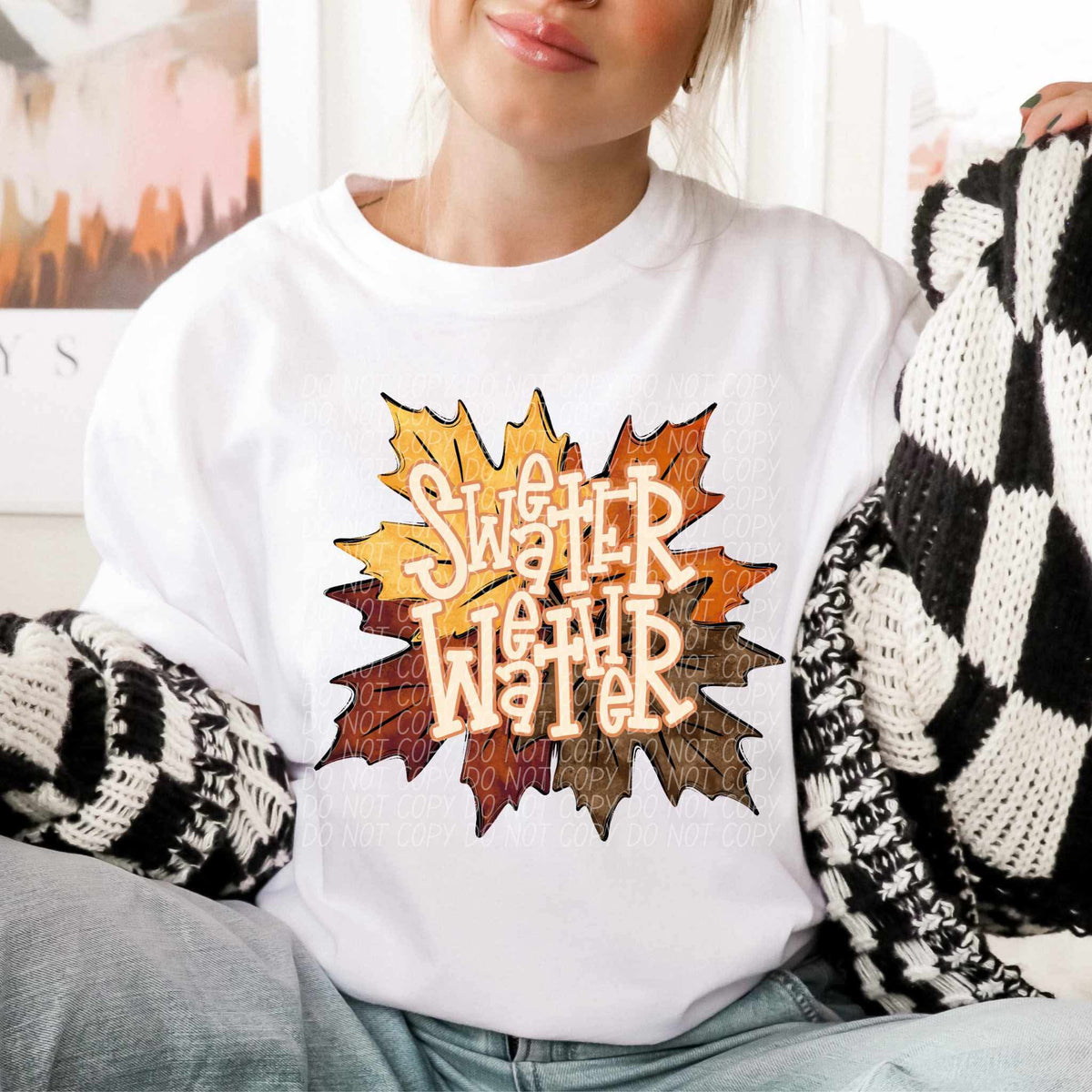 Sweater weather fall leaves CITY DTF transfer