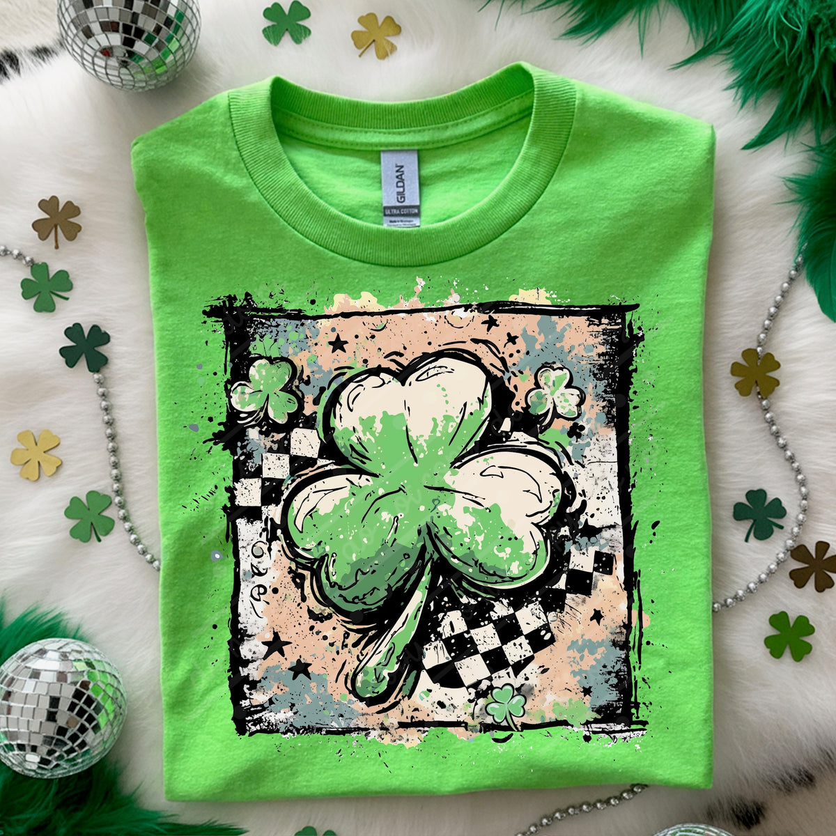 Grunge three leaf clover DTF transfer