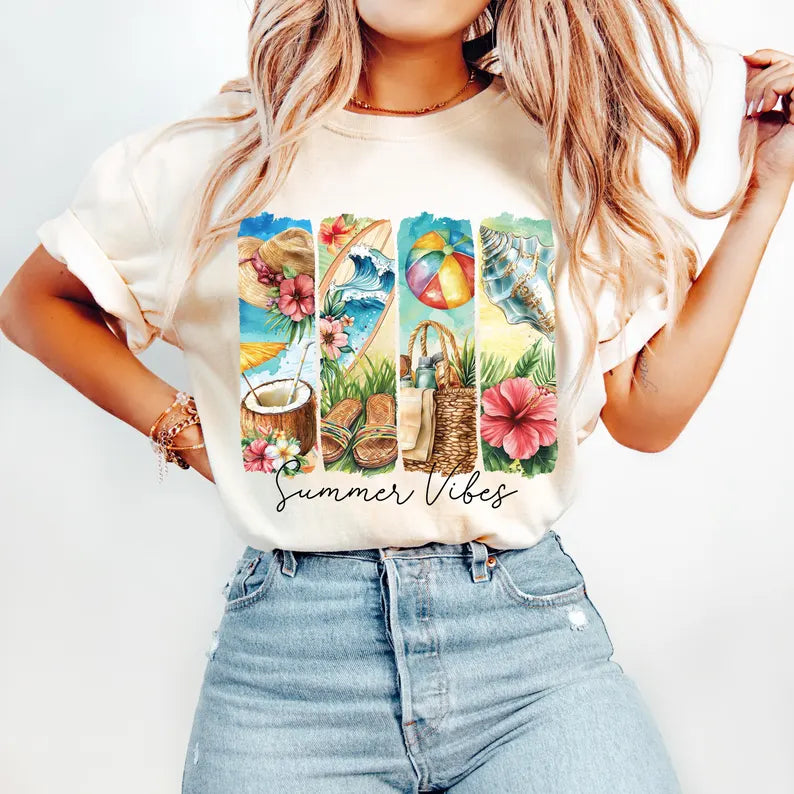 Summer vibes rectangles 94749 DTF transfer