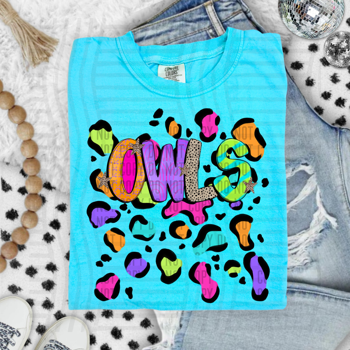 Owls Funky Mix Up Leopard Mascot (Caplinger) DTF transfer