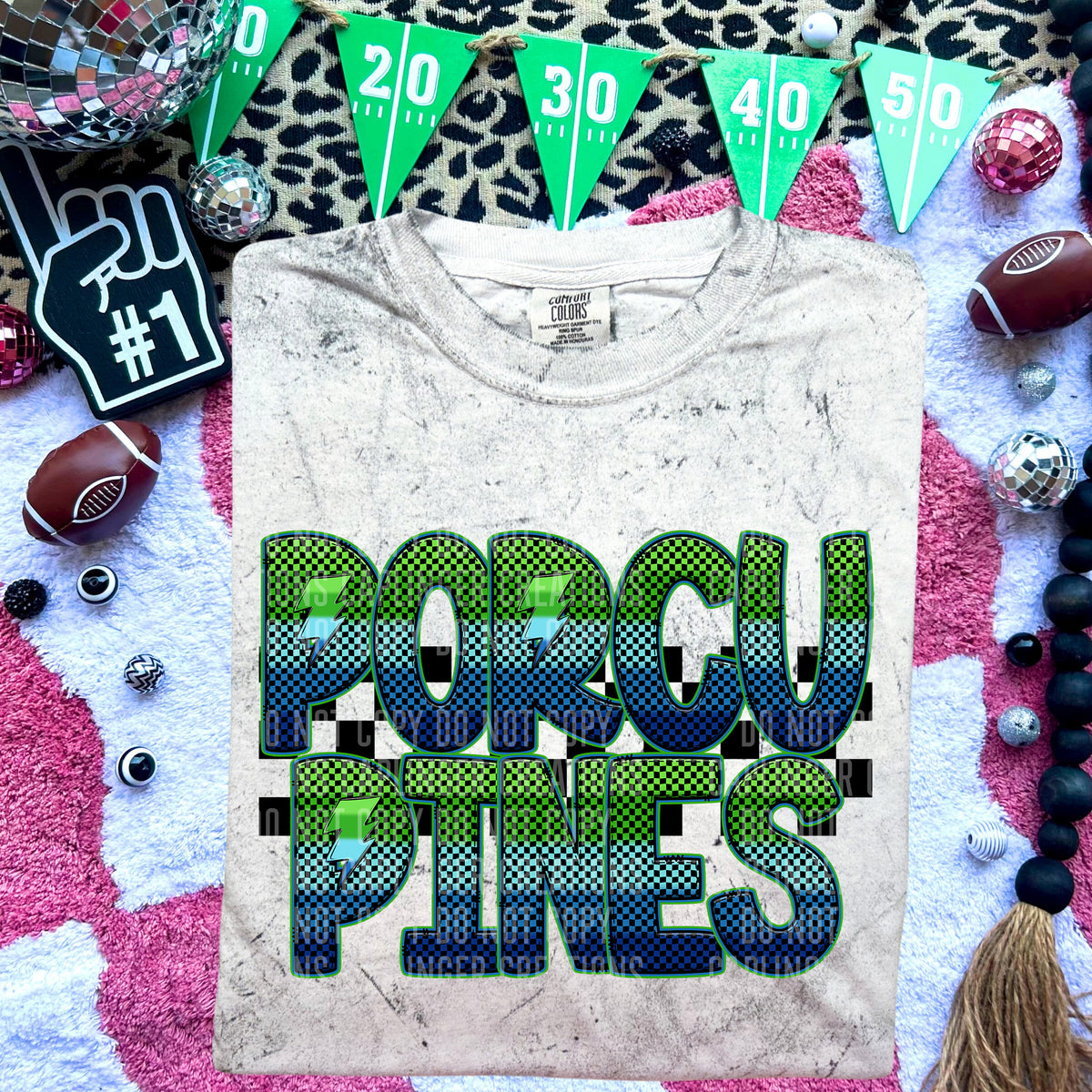 Porcupines Blue and Green Checkered (Caplinger) DTF transfer