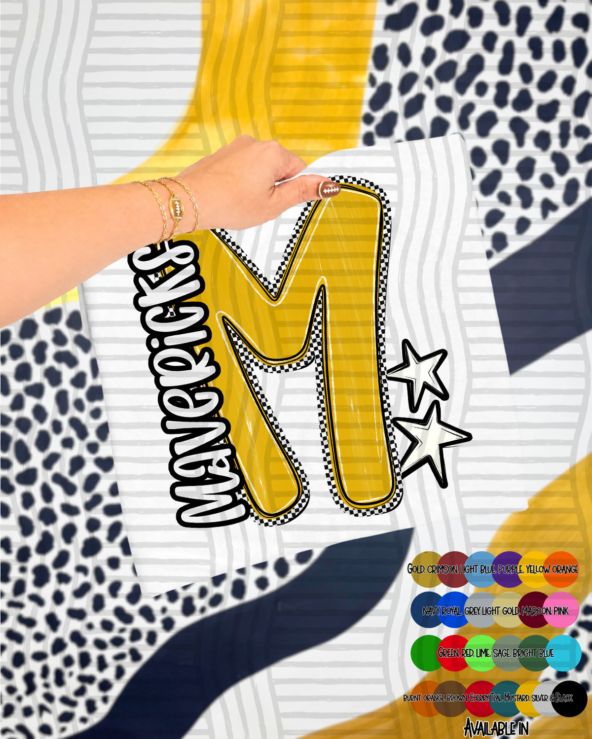 mavericks Checker Crush Yellow (Caplinger) DTF transfer