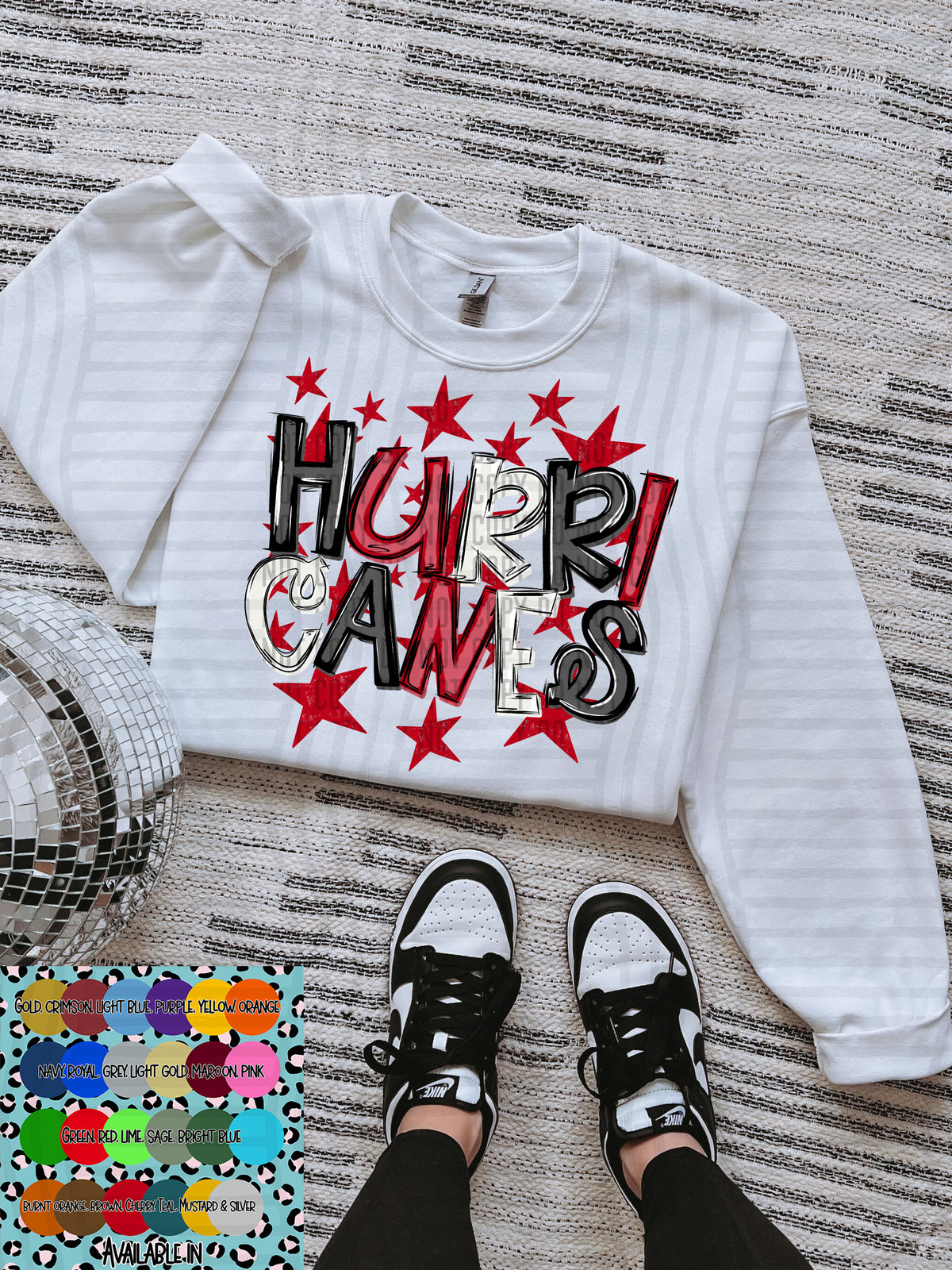 hurricanes black white and red with red stars (Caplinger) DTF Transfer