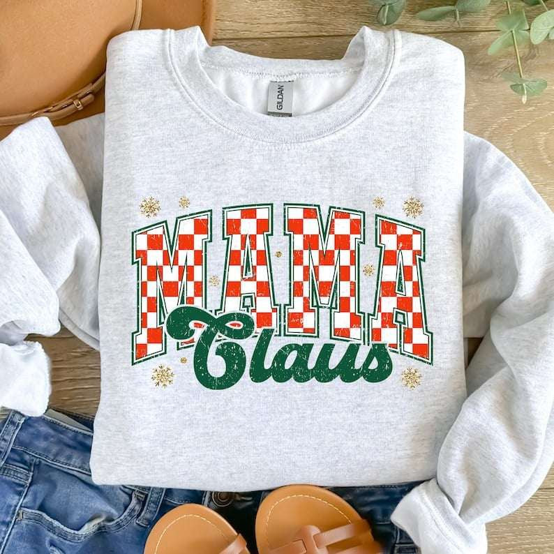 Mama claus red checkered 67914 DTF transfer