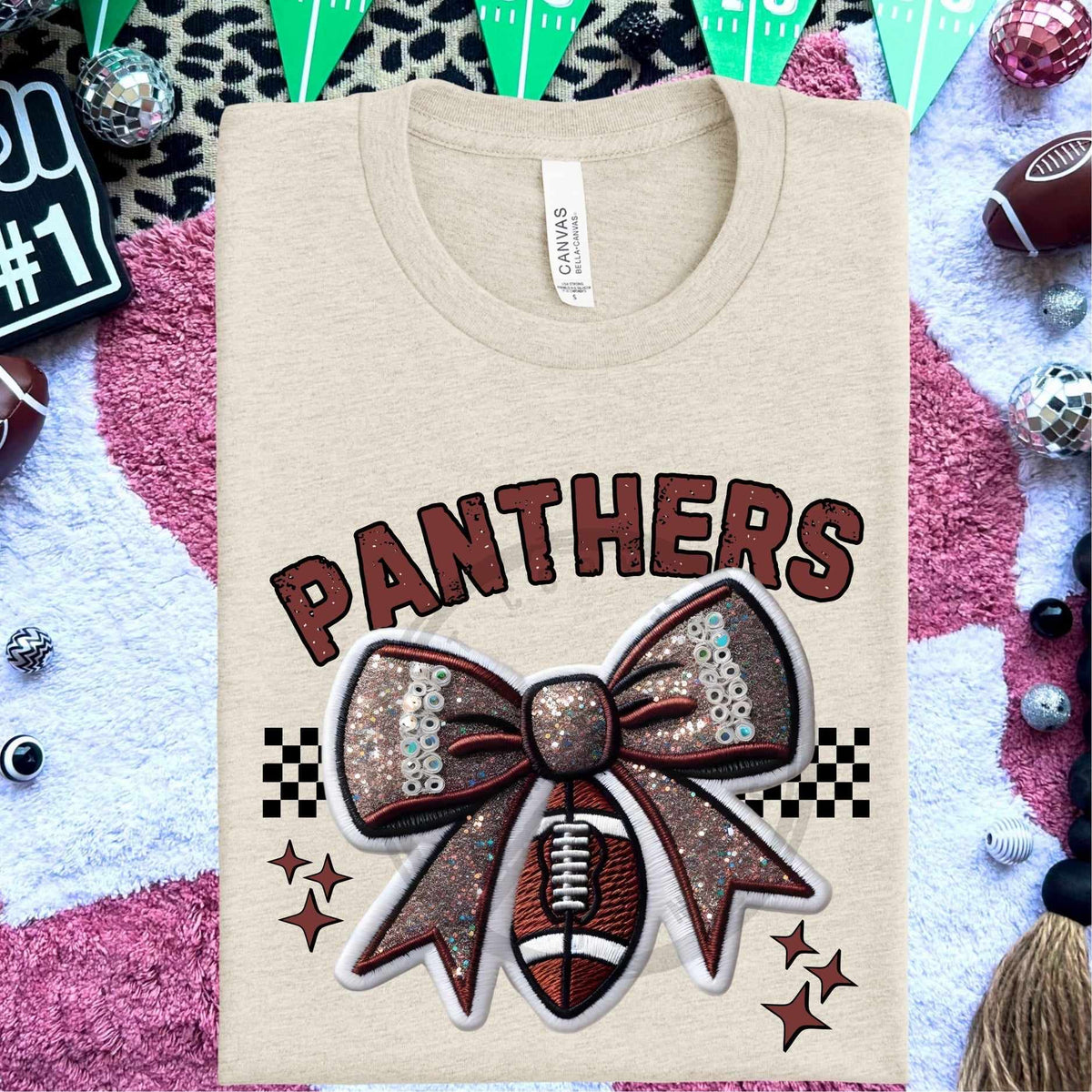 Panthers bow and football (HW) 58319 DTF transfer