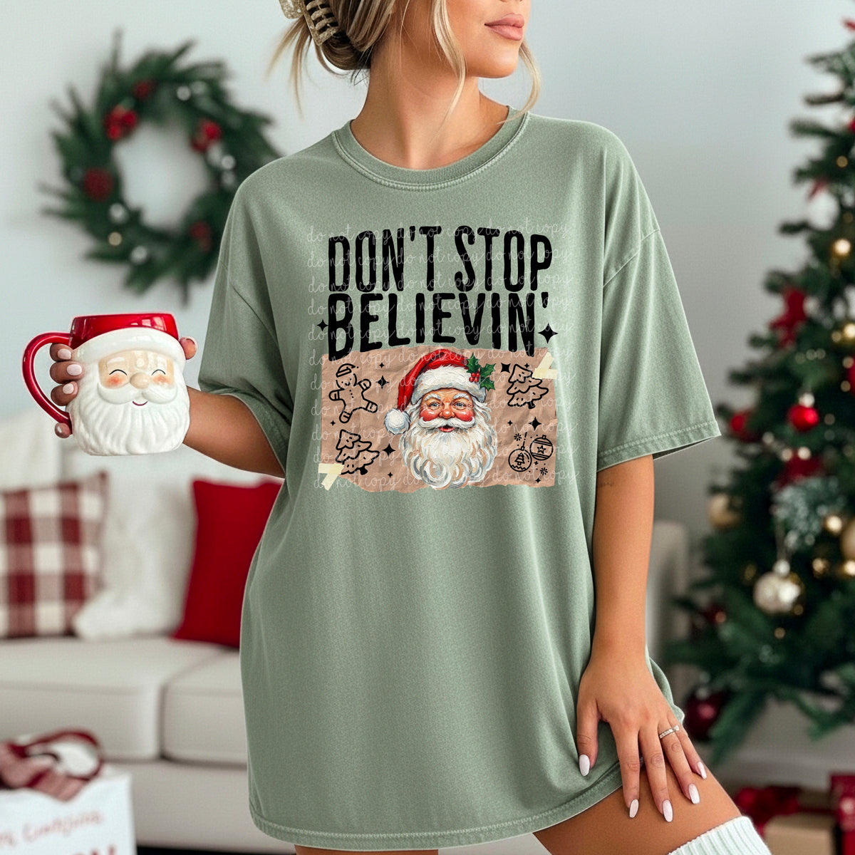 Don’t Stop Believin’ Santa (hw) DTF transfer