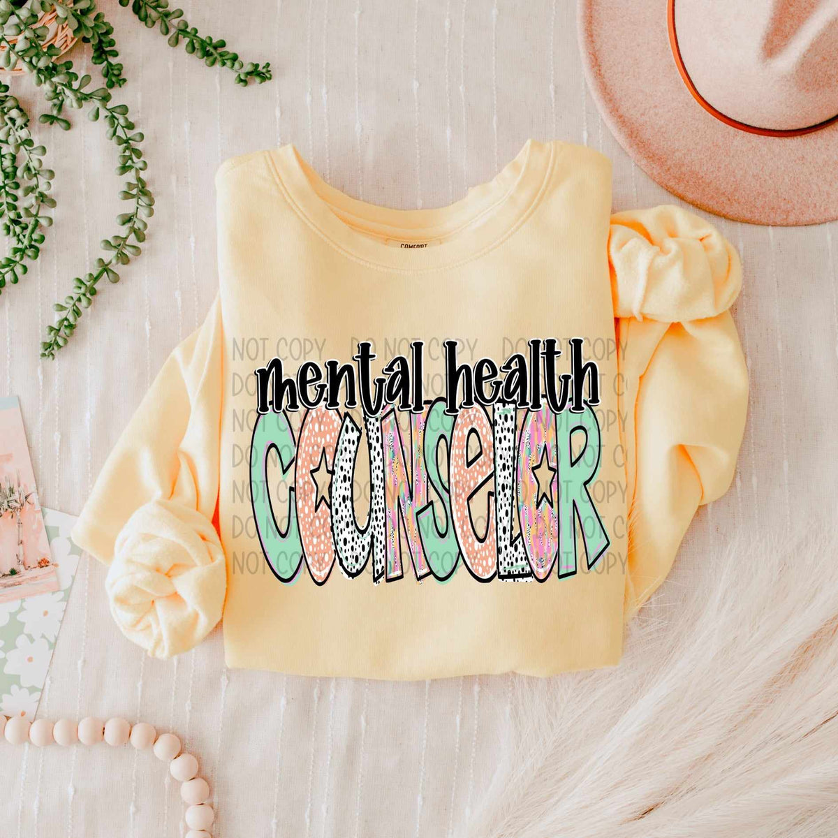 Mental health counselor peach and green (SW) 58401 DTF transfer