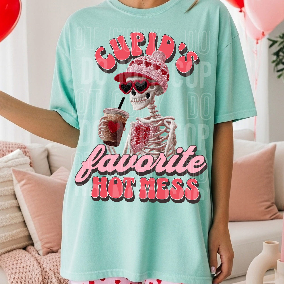 Cupids favorite hot mess skeleton (SBB) DTF transfer