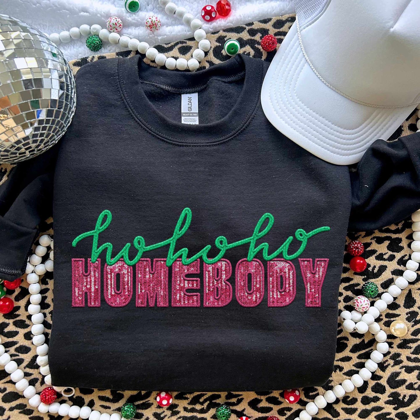 Ho ho ho homebody pink sequin (HW) 70662 DTF transfer