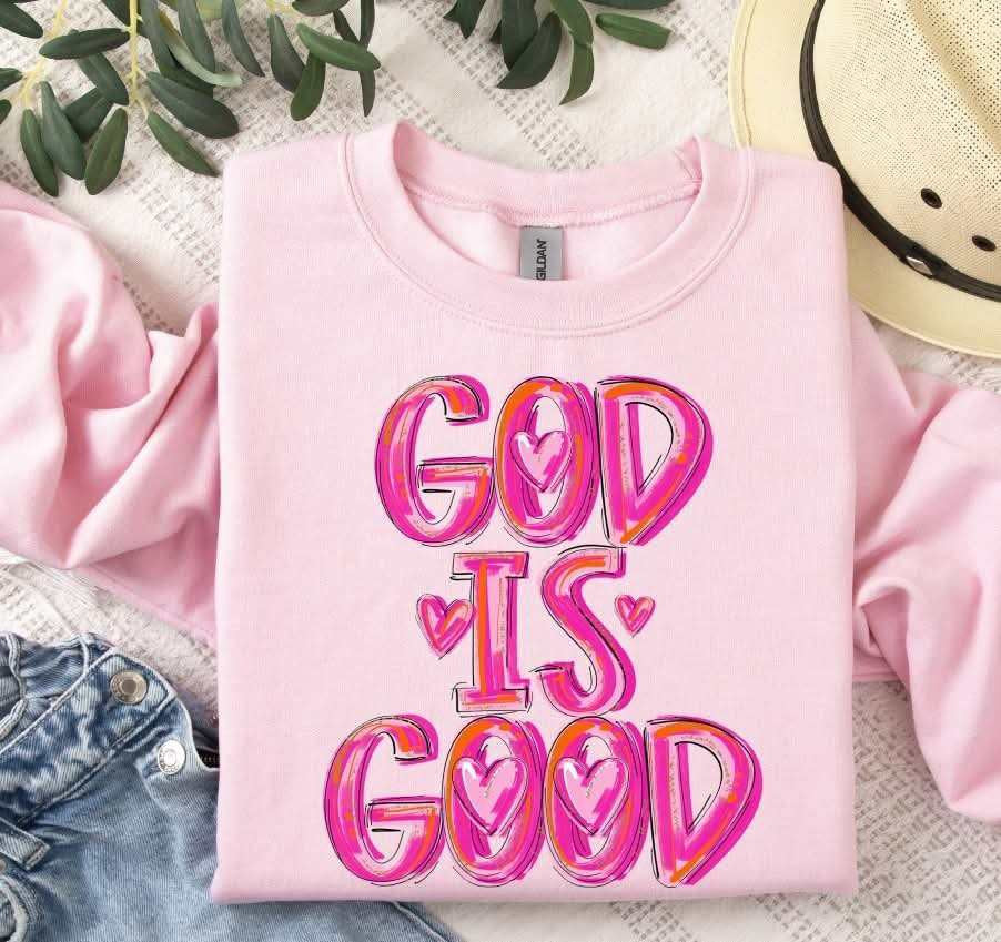God is good pink brushstroke (S&G) 79627 DTF transfer