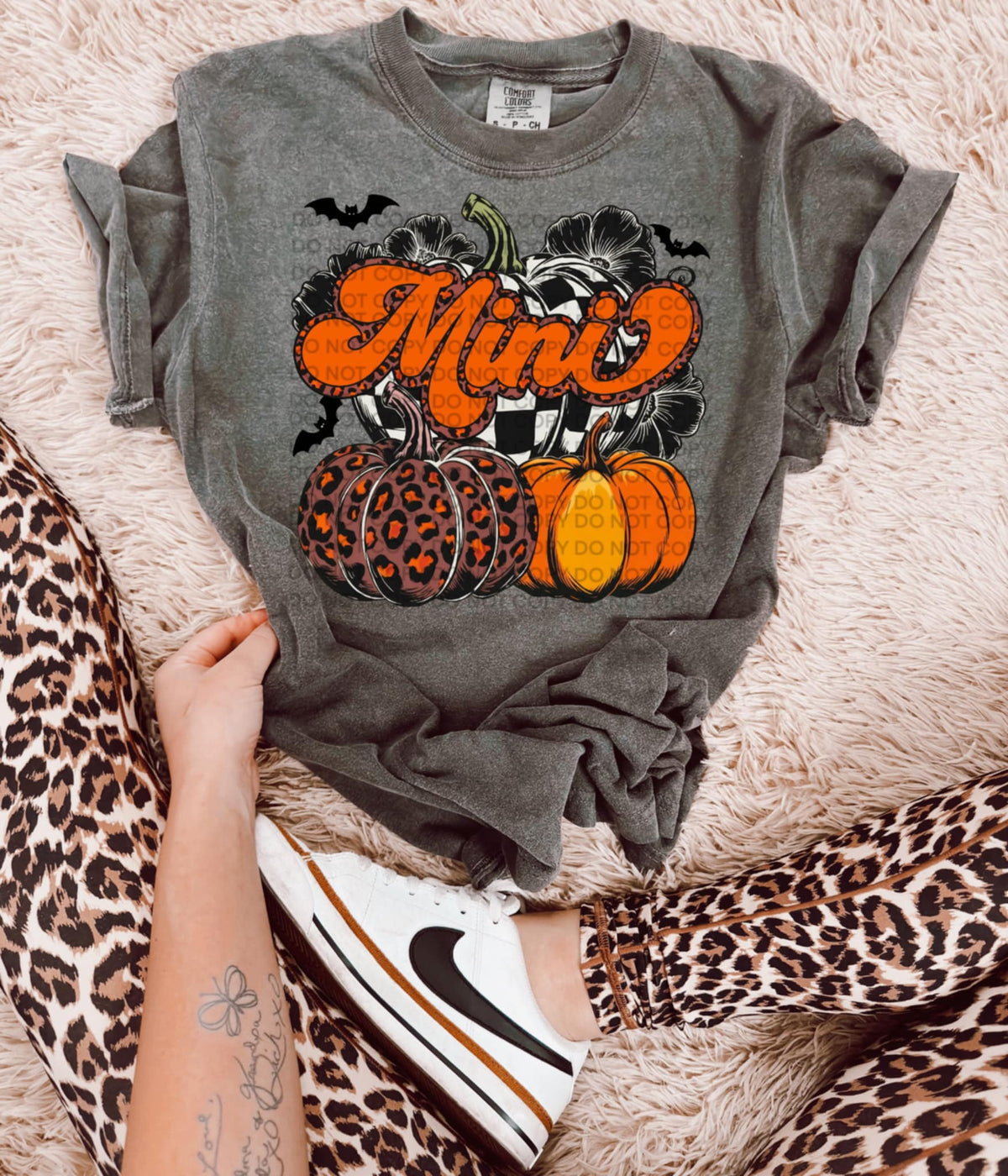 Mini with cheetah and orange pumpkin SCG DTF transfer