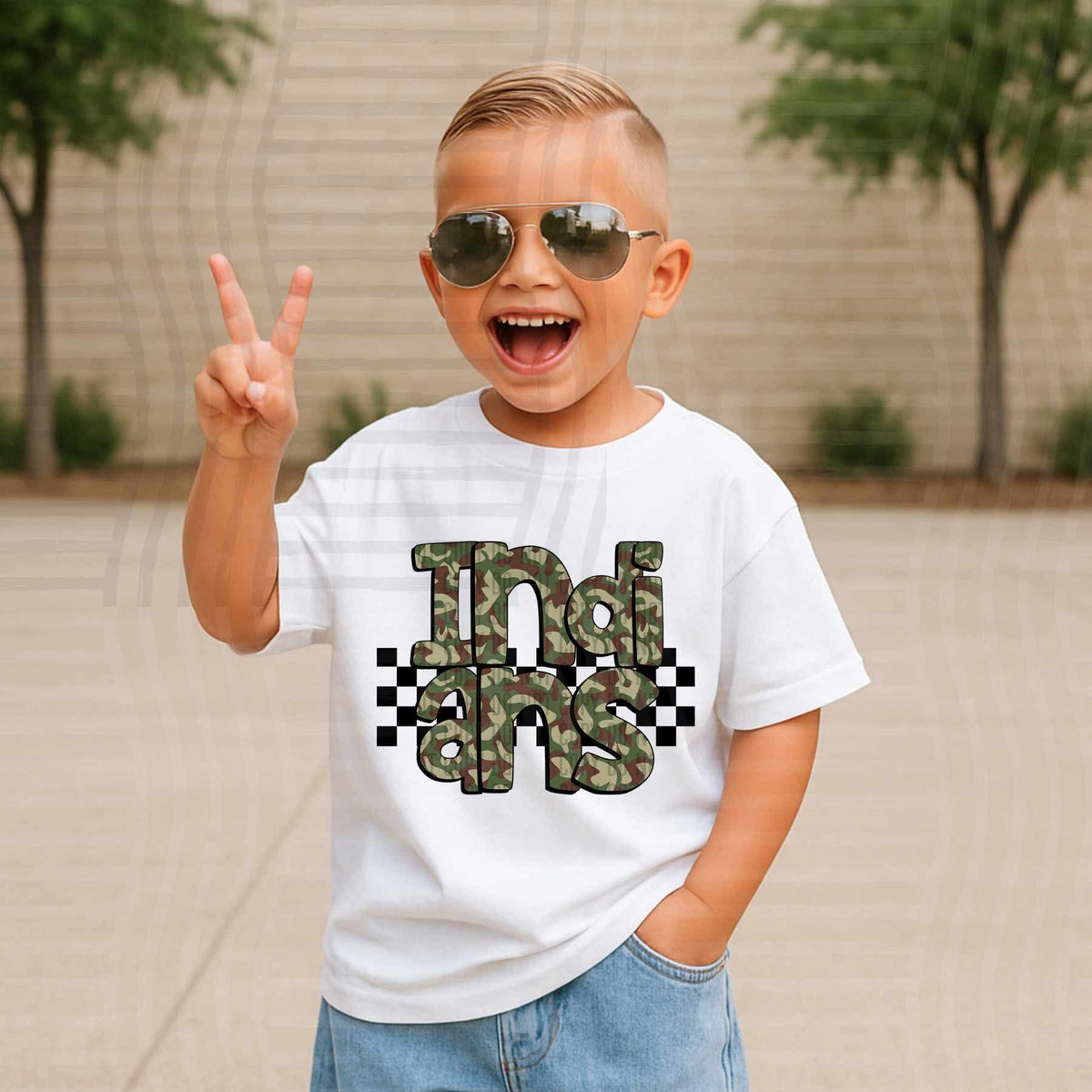 Indians Camo checkered mascots (Caplinger) DTF transfer