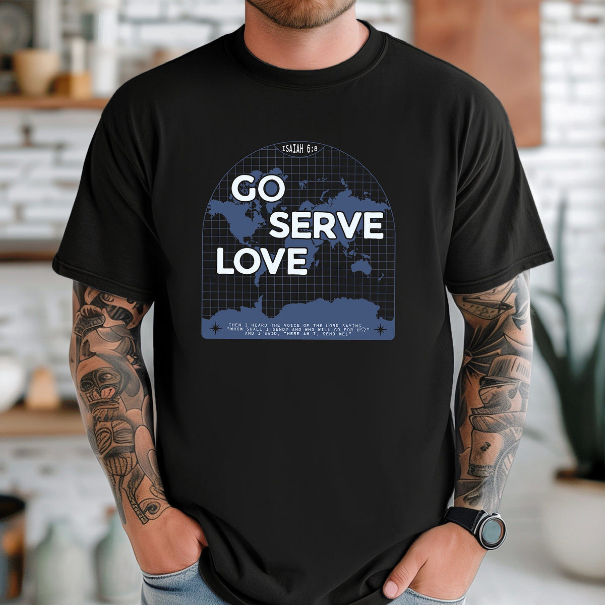Go serve love (dark blue and white) DTF Transfer