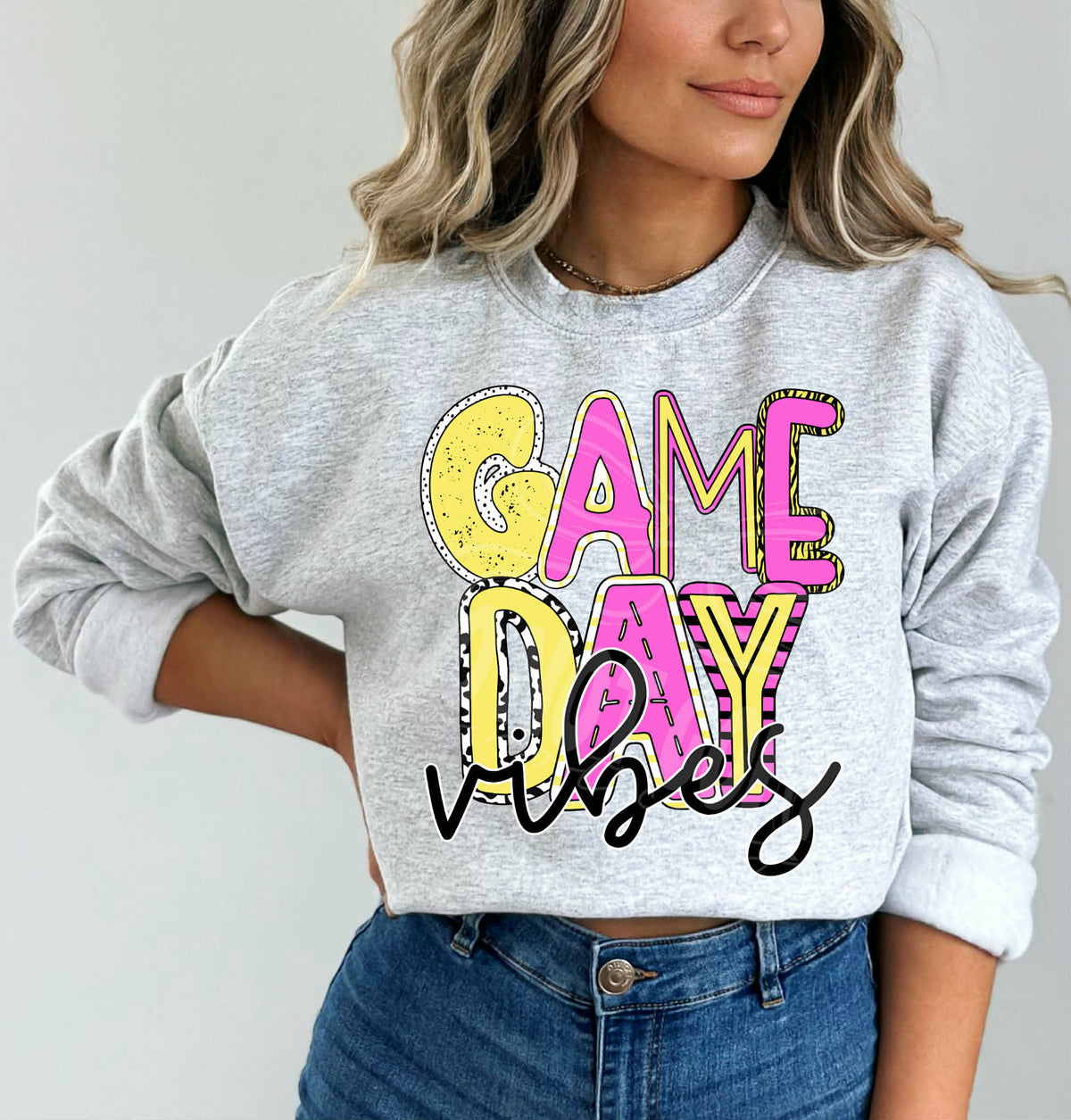 Game Day Vibes (pink and yellow) (c’s) DTF Transfer