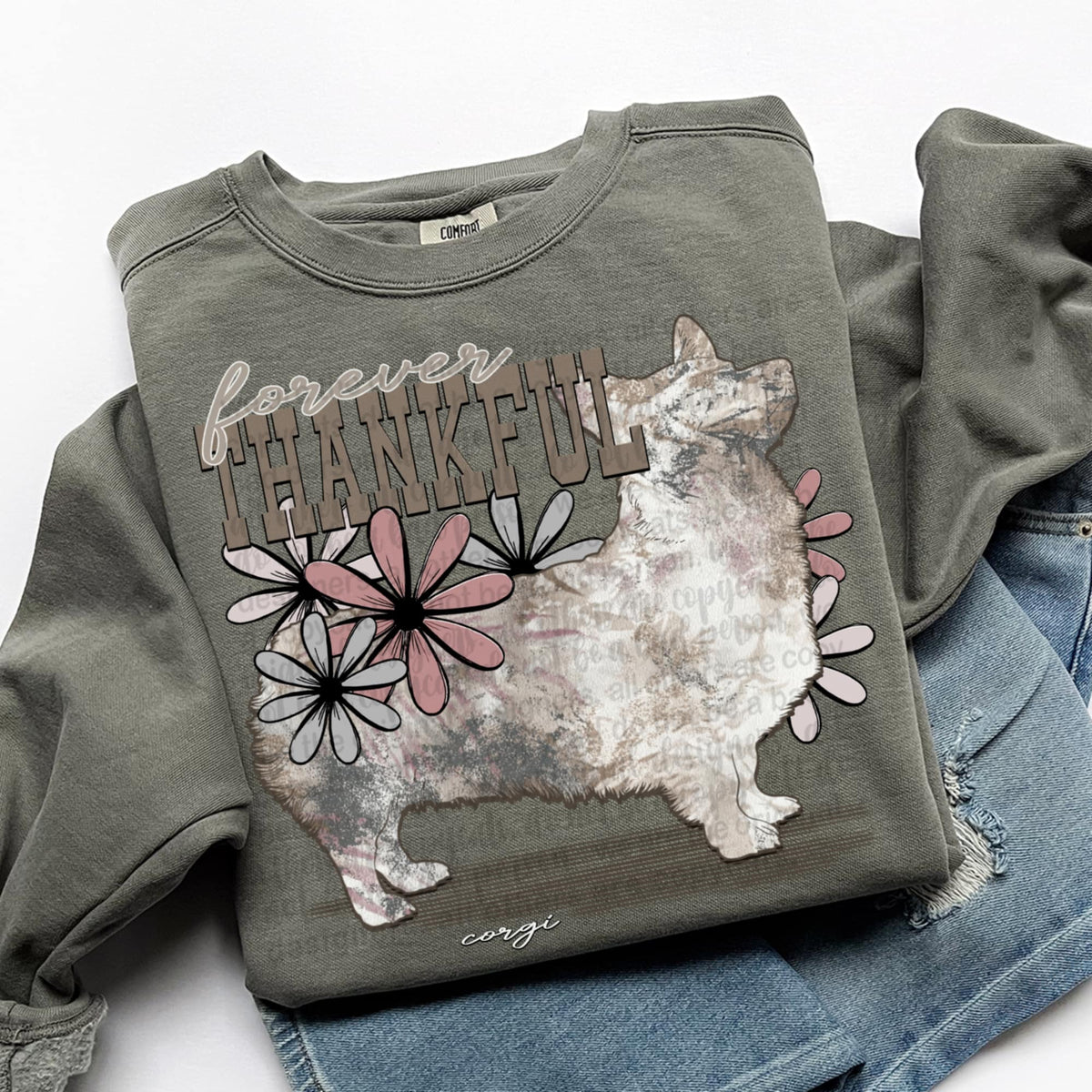 Forever Thankful corgi (TTD) DTF transfer