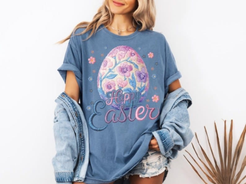 Happy Easter floral egg 87789 DTF transfer