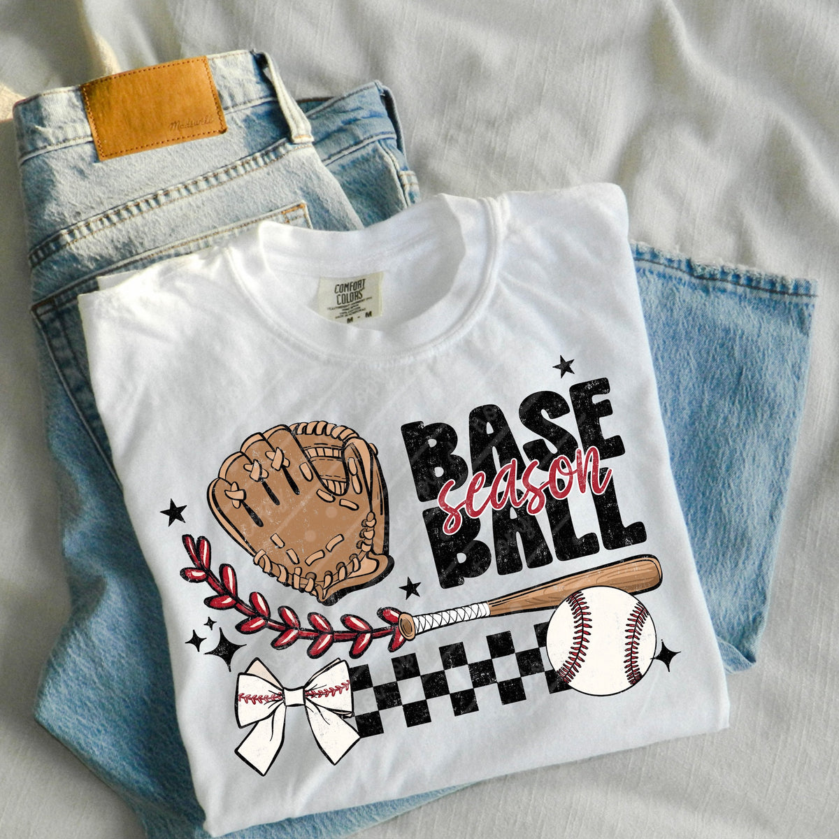 Baseball season (glove bow checker) (scarlow) DTF Transfer