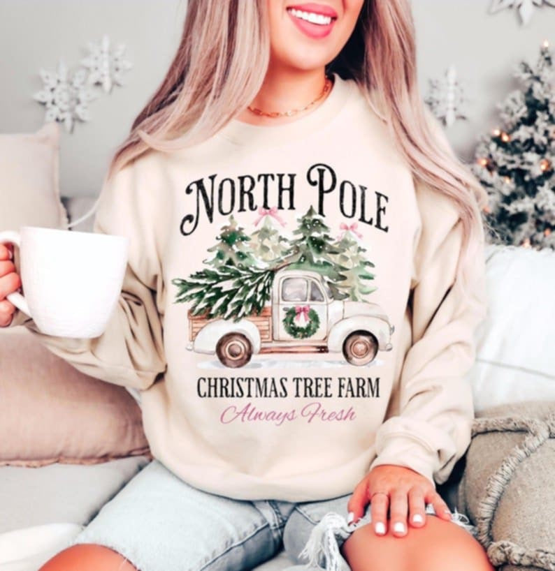 North Pole Christmas tree farm 107815 DTF transfer