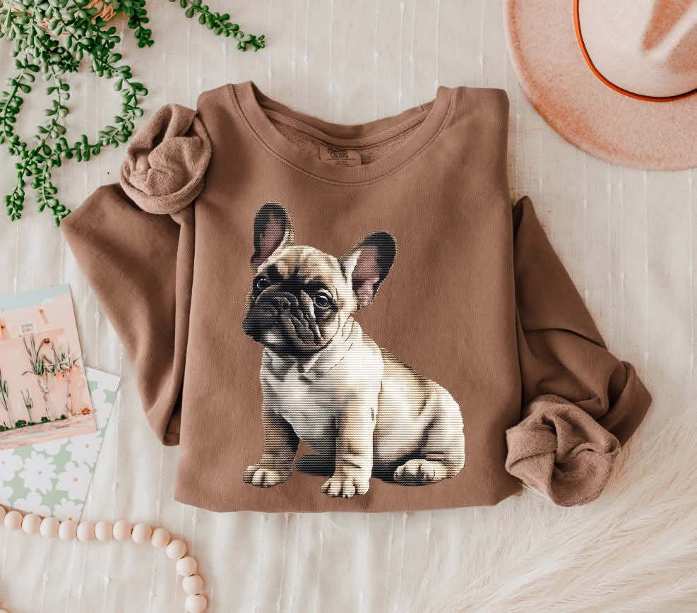 Needlepoint French Bulldog (s&g) DTF Transfer