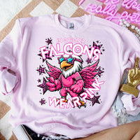 In October falcons wear pink mascot open wings 60024 DTF transfer