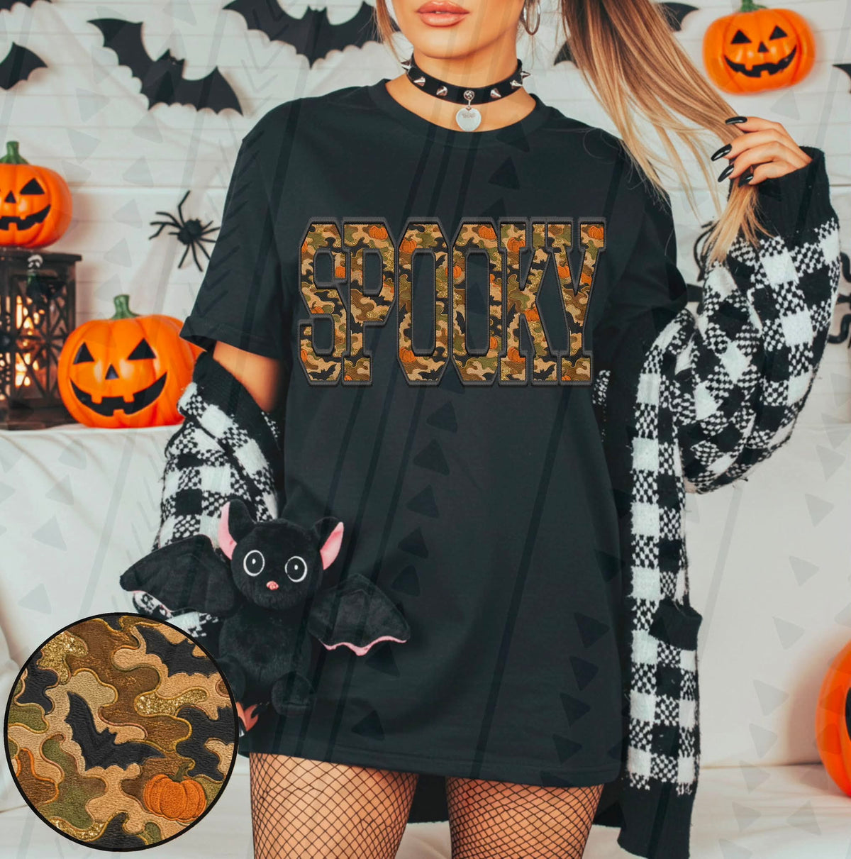Spooky camo with orange (TGG) DTF Transfer