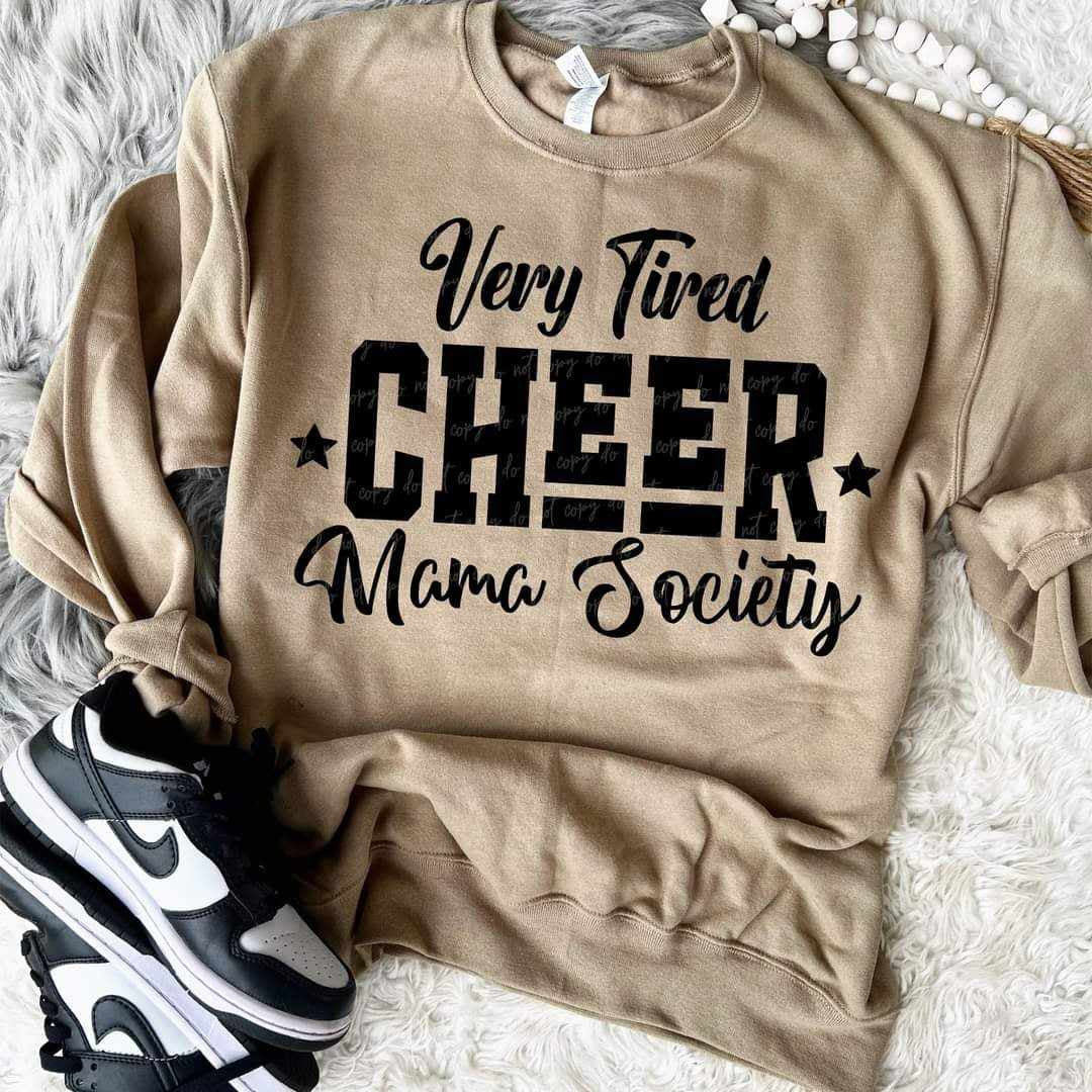 Very tired cheer mama society black (VIRGO) 70627 DTF transfer