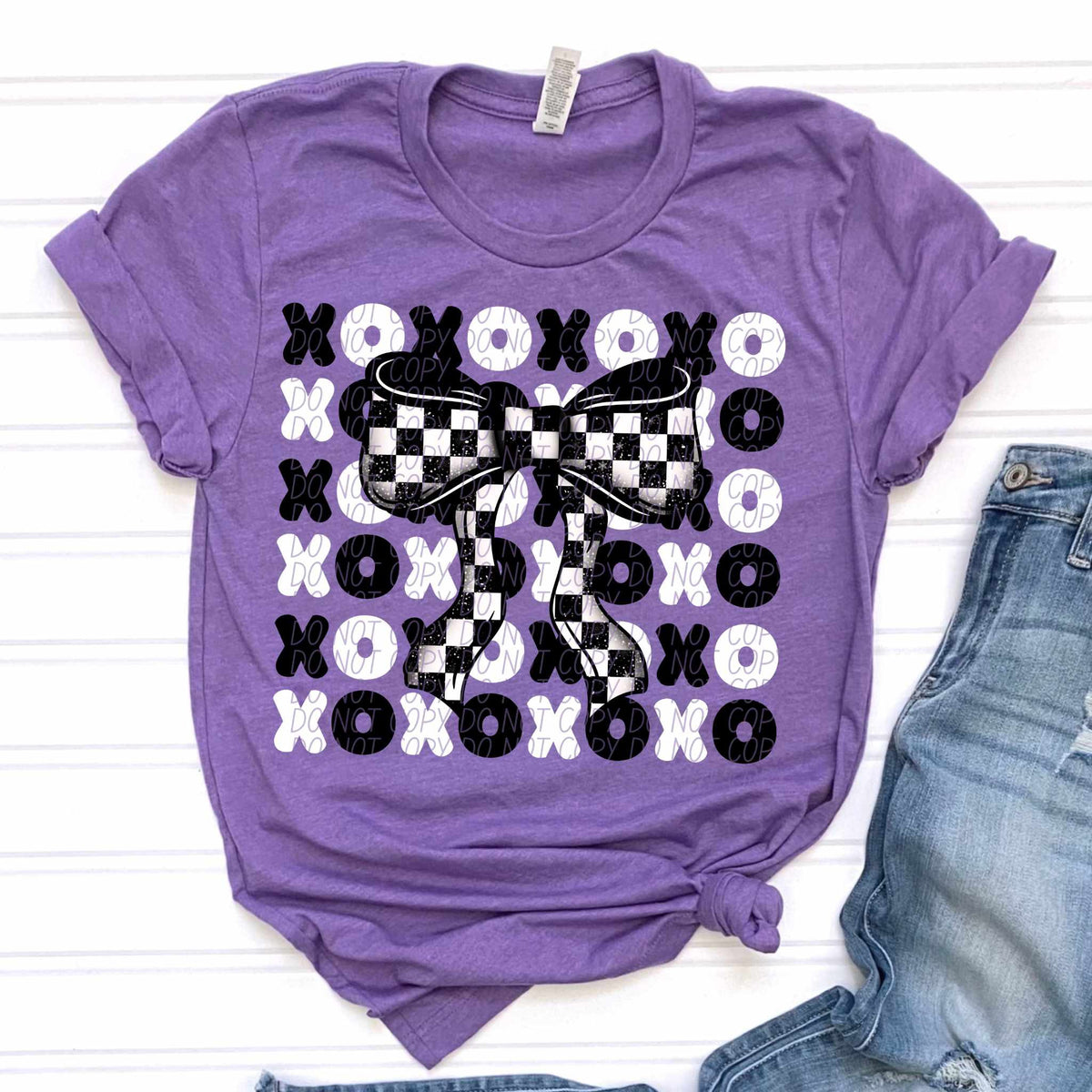 Xoxo checkered bow (CITY) 79184 DTF transfer