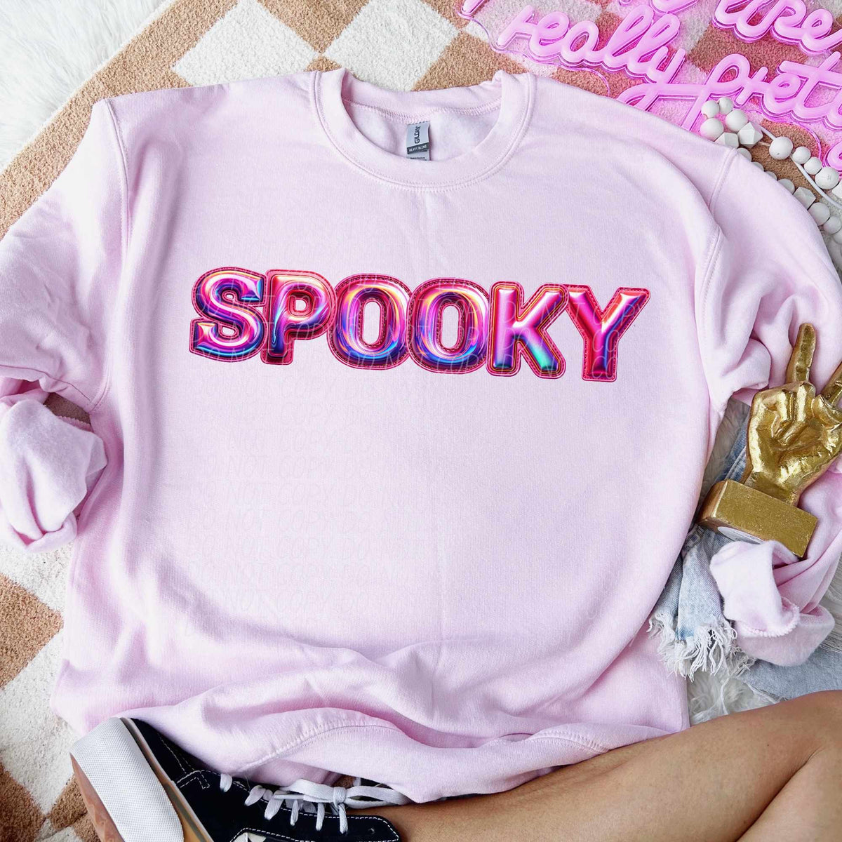 Spooky pink holographic (CITY) 55910 DTF transfer
