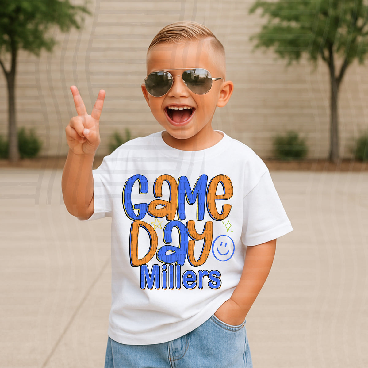 game day blue and orange millers rays stacked (Caplinger) DTF Transfer