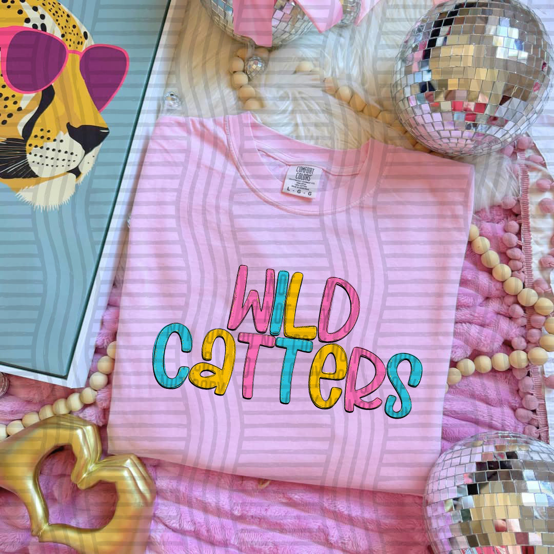 blue yellow and pink wild catters stacked (Caplinger) DTF Transfer
