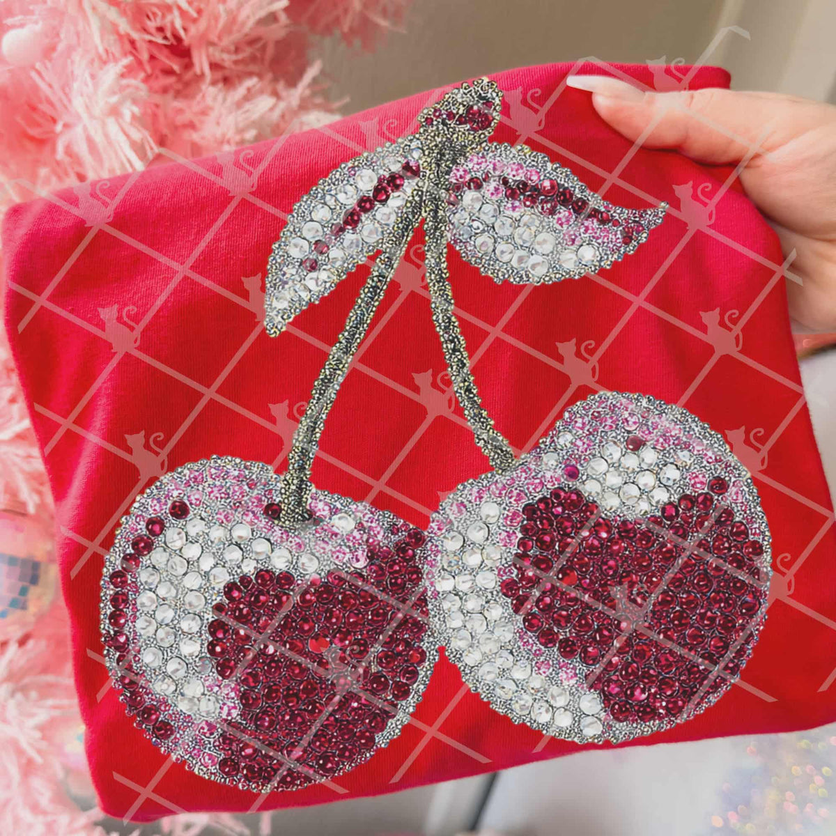 Faux Rhinestone cherries (TGG) DTF Transfer