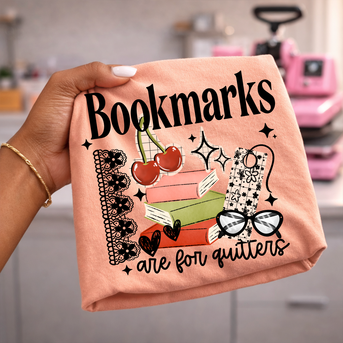 Bookmarks are for quitters BLACK (CSC) DTF Transfer