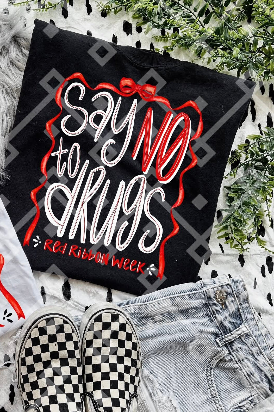 Say no to drugs bow white text (crafti) DTF transfer