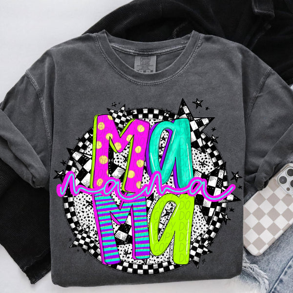 Mama neon font circle (CITY) 91303 DTF transfer