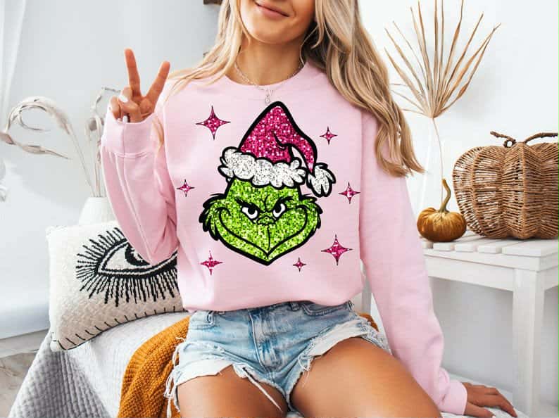 Green Guy faux glitter PINK HAT DTF transfer