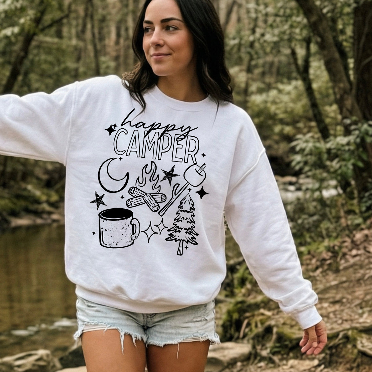 Happy camper (black) (CSC) DTF Transfer