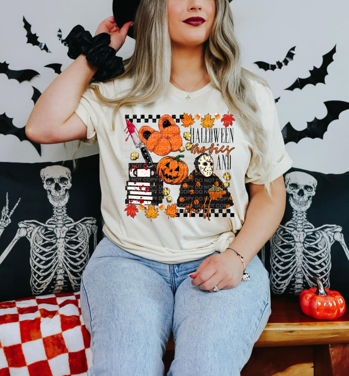 Halloween Movies and Chill mask (Scg) DTF transfer