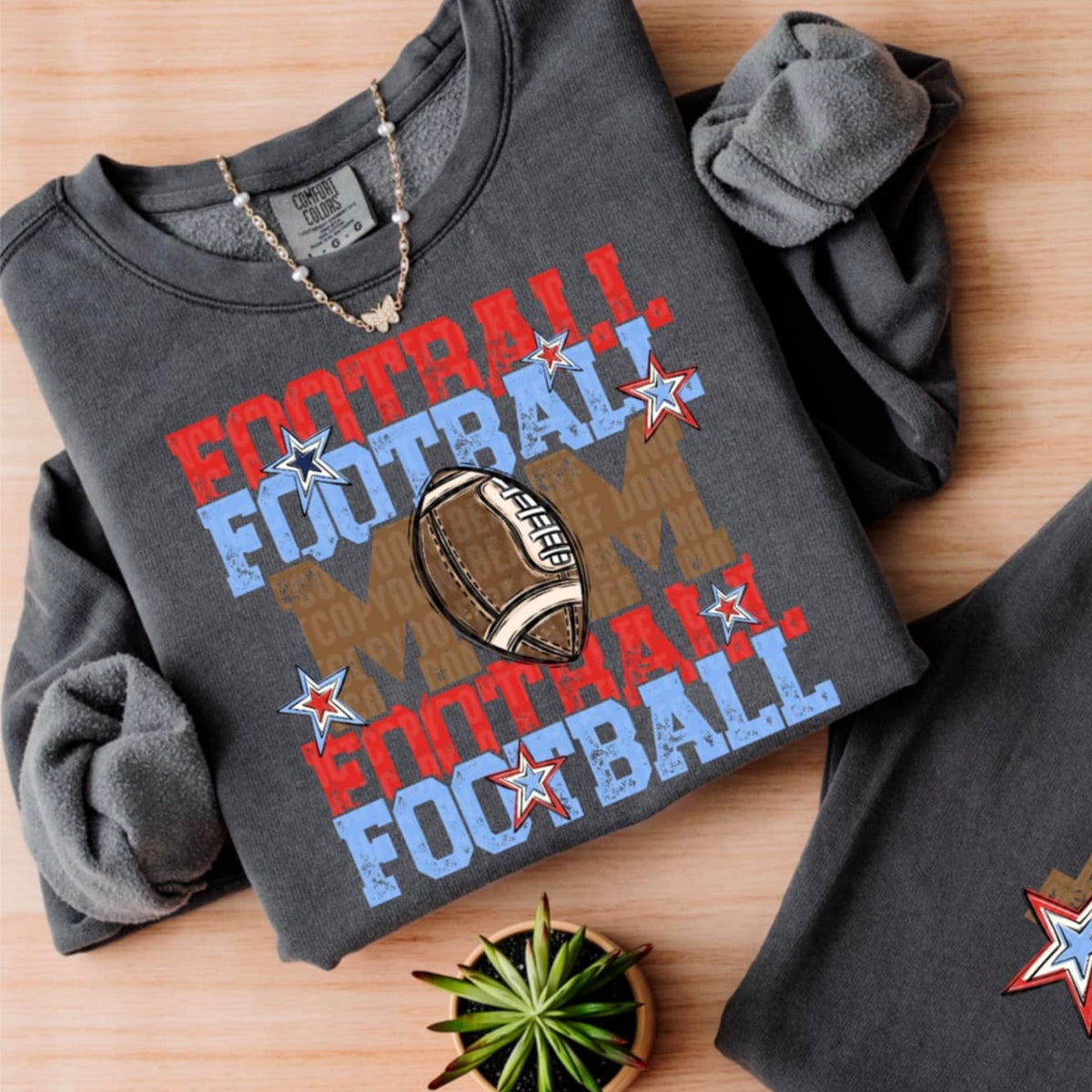 Football Mom SDD red/light blue DTF Transfer