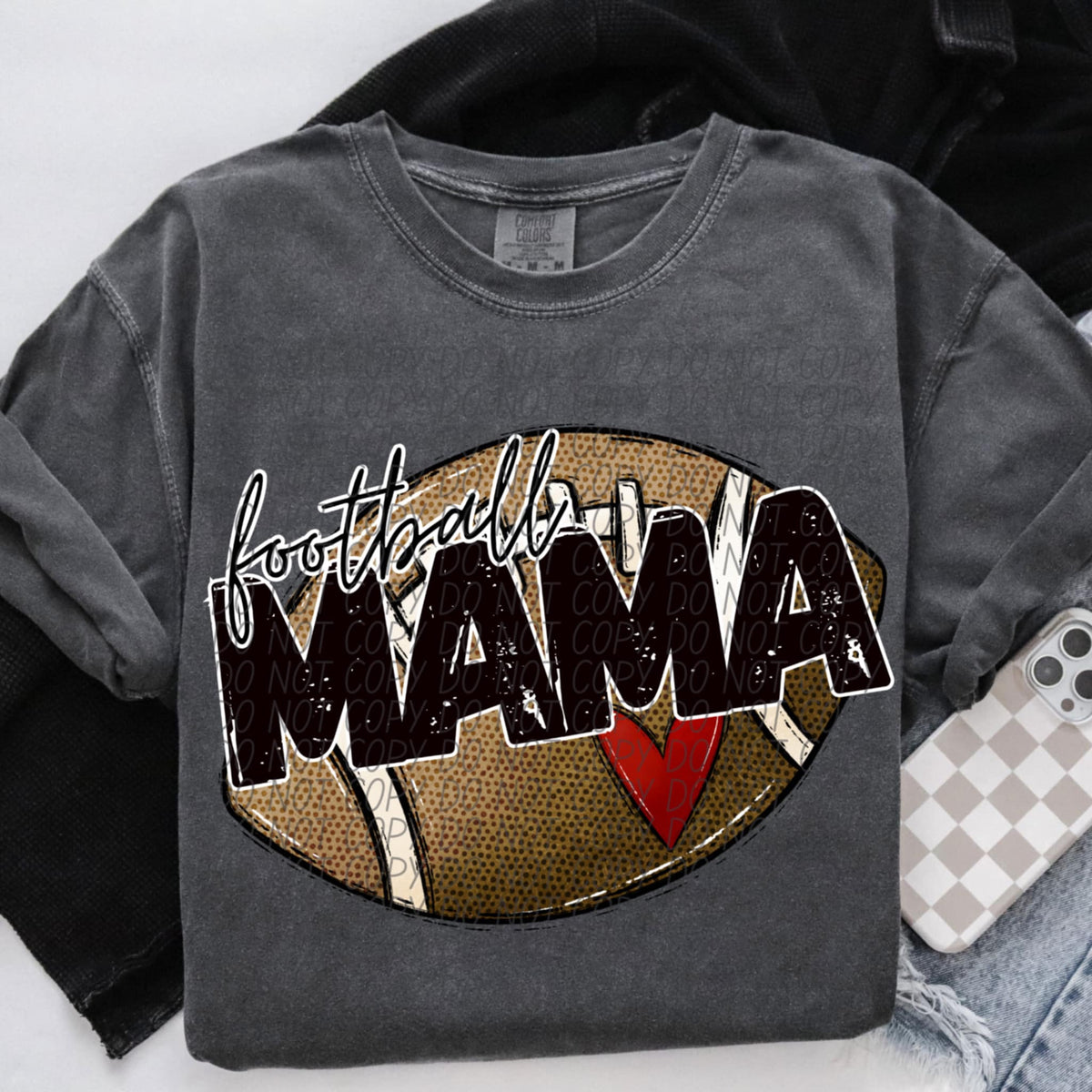 Football mama red heart (CITY) 97190 DTF transfer