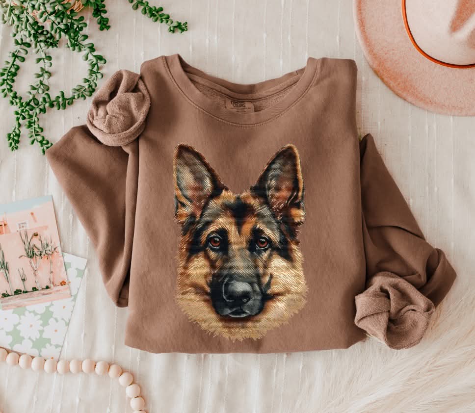Needlepoint German Shepherd (s&g) DTF Transfer