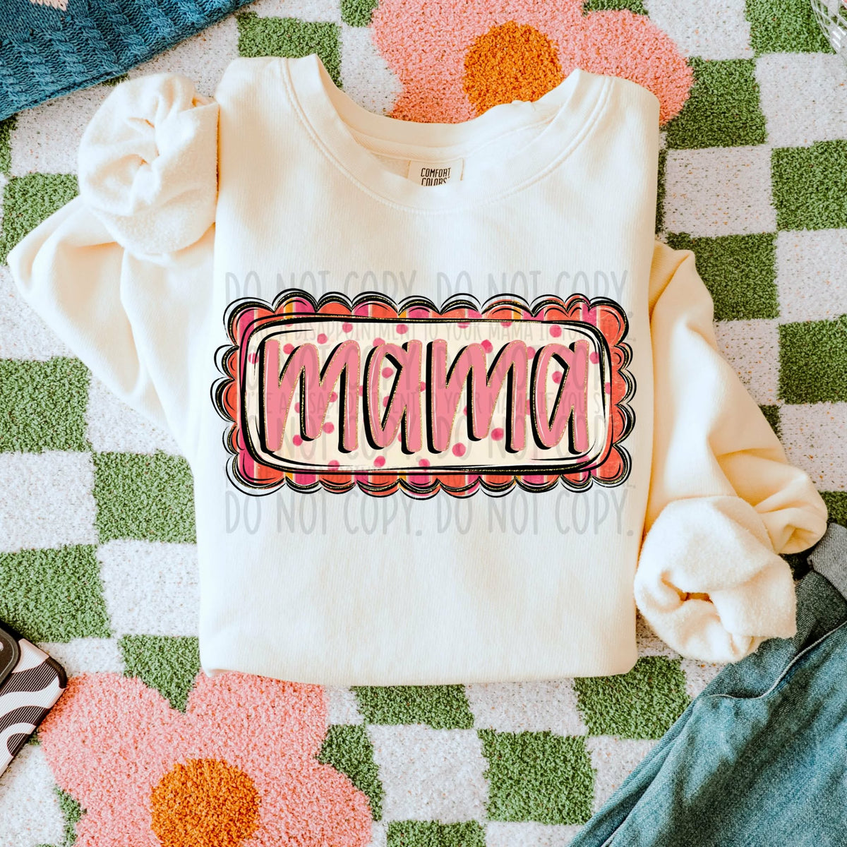 Mama polka dot frame (SWD) DTF Transfer