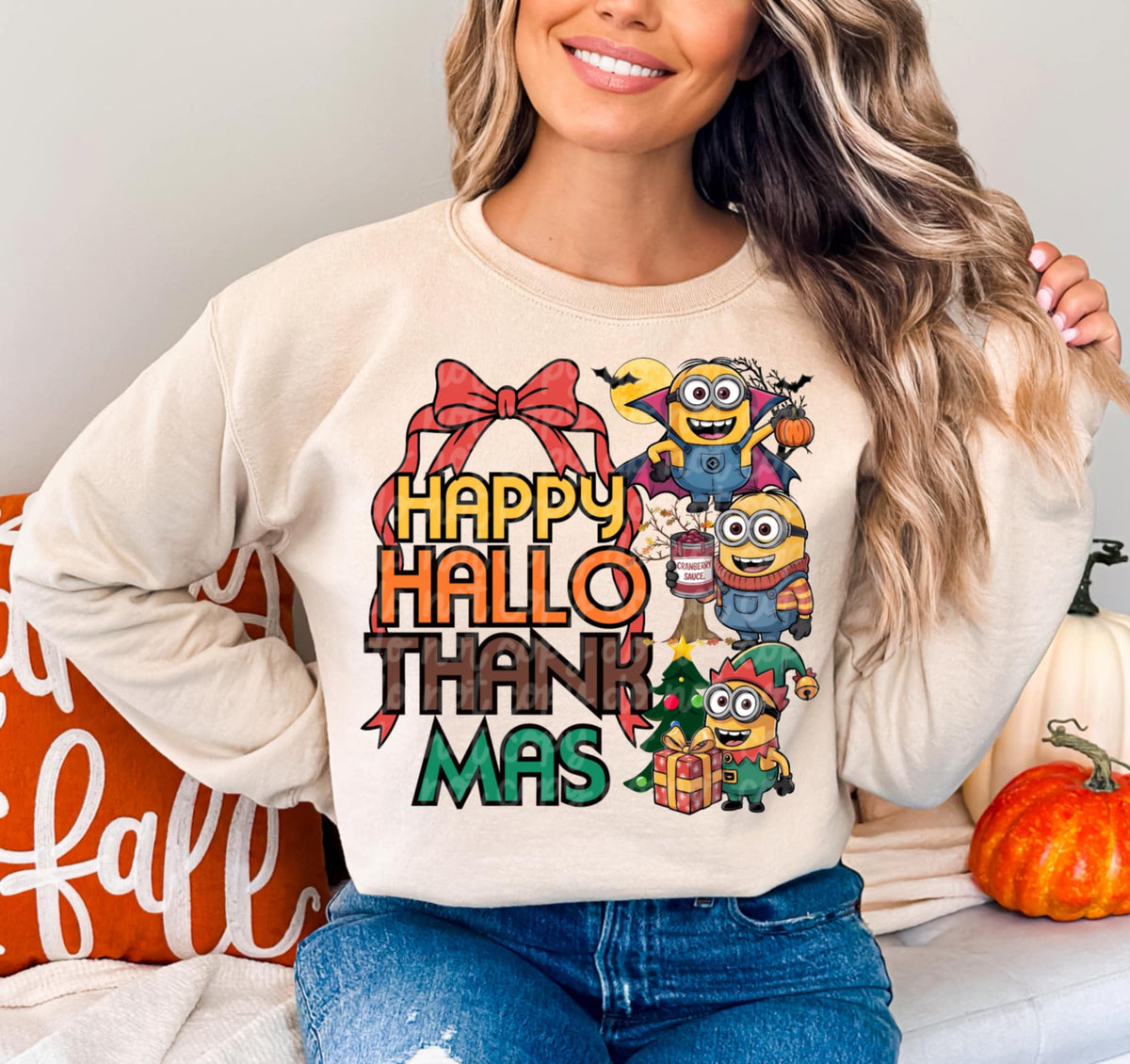 HalloThanksmas yellow guys with glasses (renewed) 113165 DTF transfer