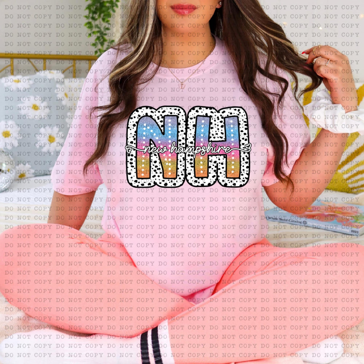 NH New Hampshire tie dye dottie (ECHT) 94254 DTF transfer