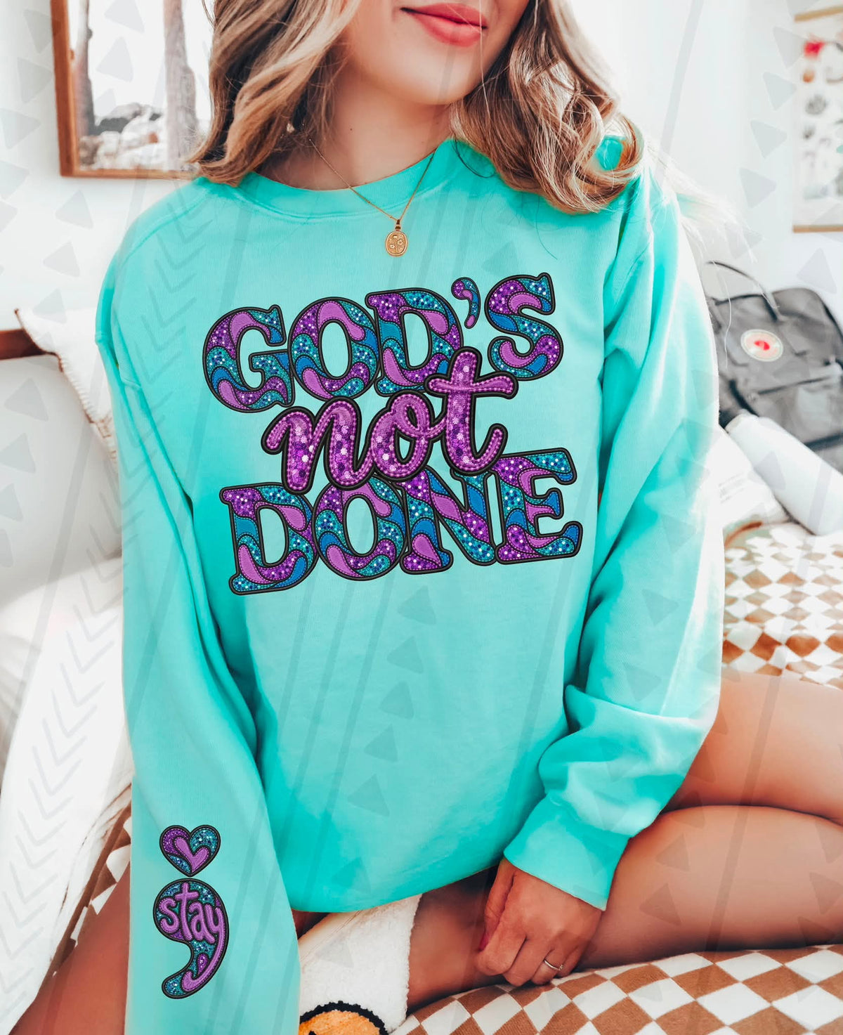 Gods not done purple and blue FRONT ONLY (Kai) DTF Transfer