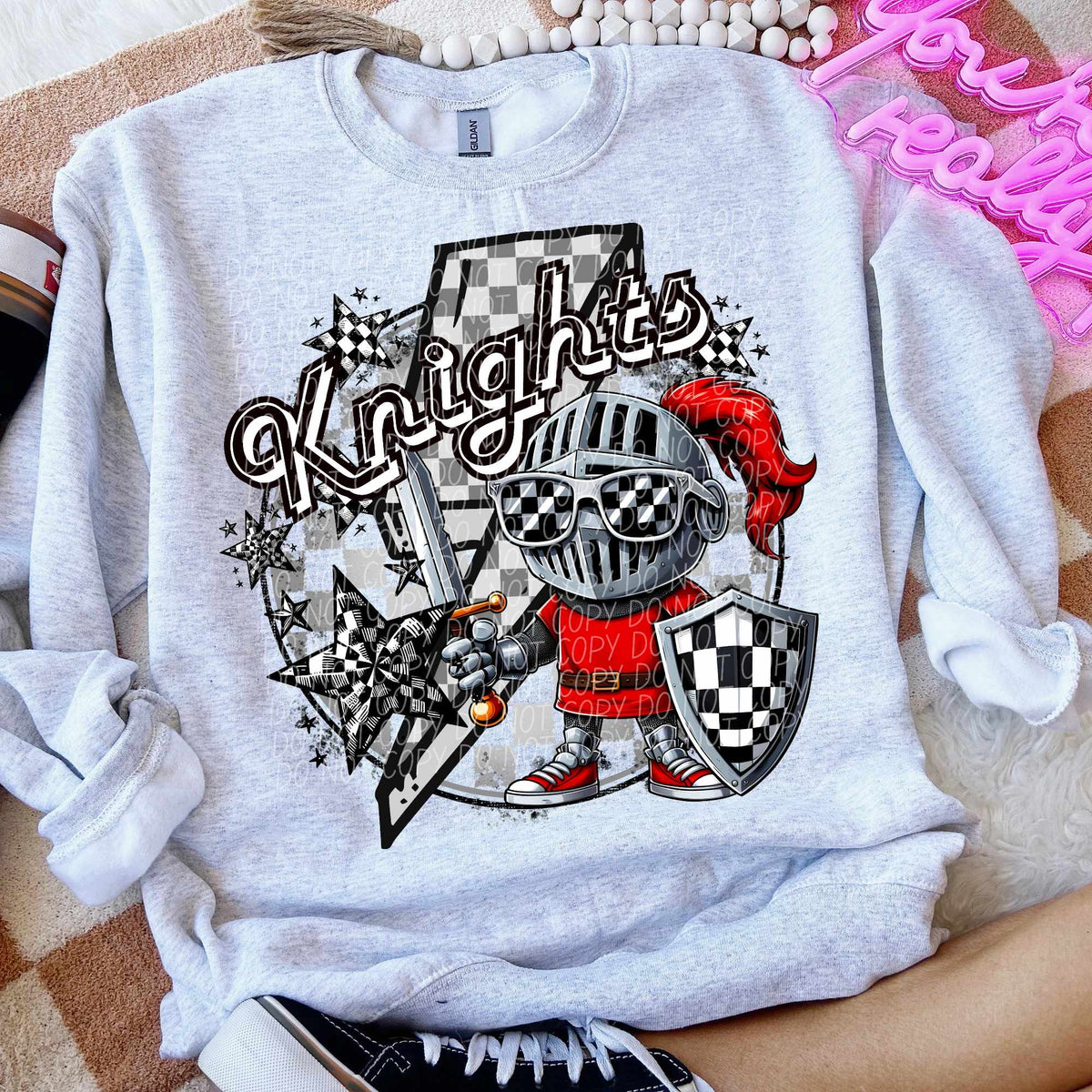 Knights red shirts lightning bolt (CITY) 52435 DTF transfer