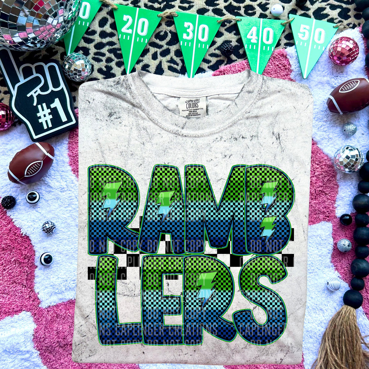 Ramblers Blue and Green Checkered (Caplinger) DTF transfer