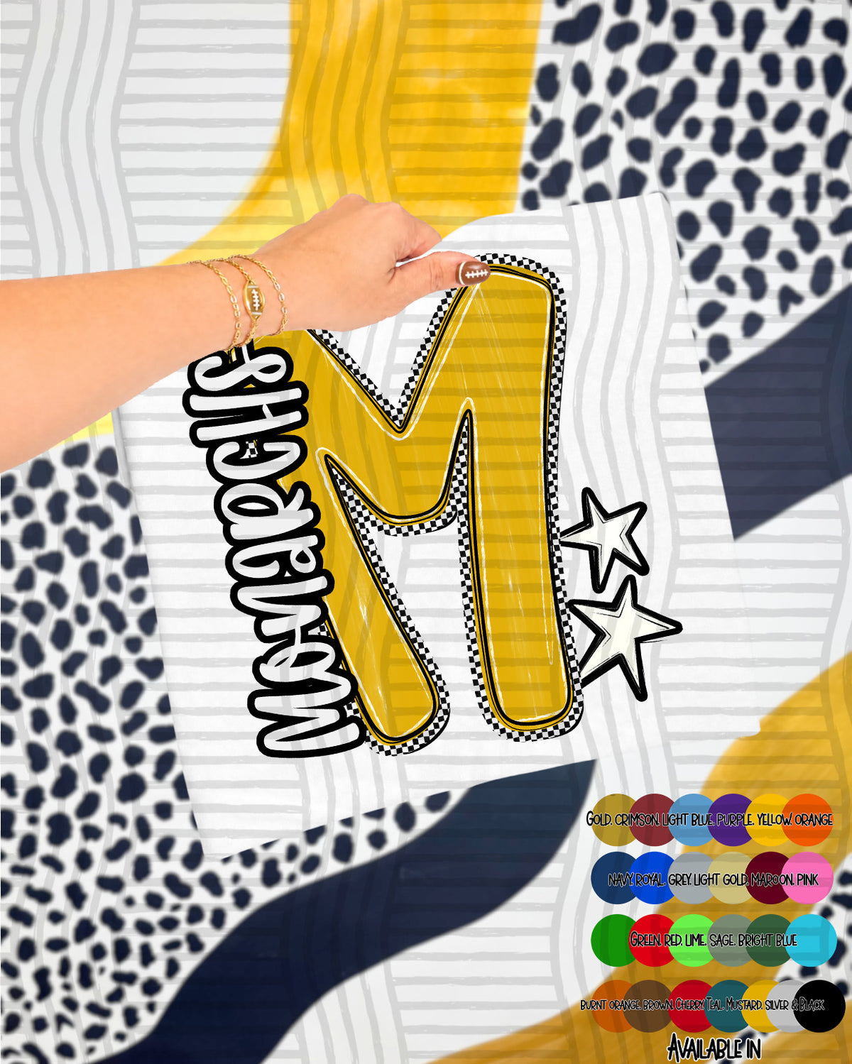 Monarchs Checker Crush Yellow (Caplinger) DTF transfer