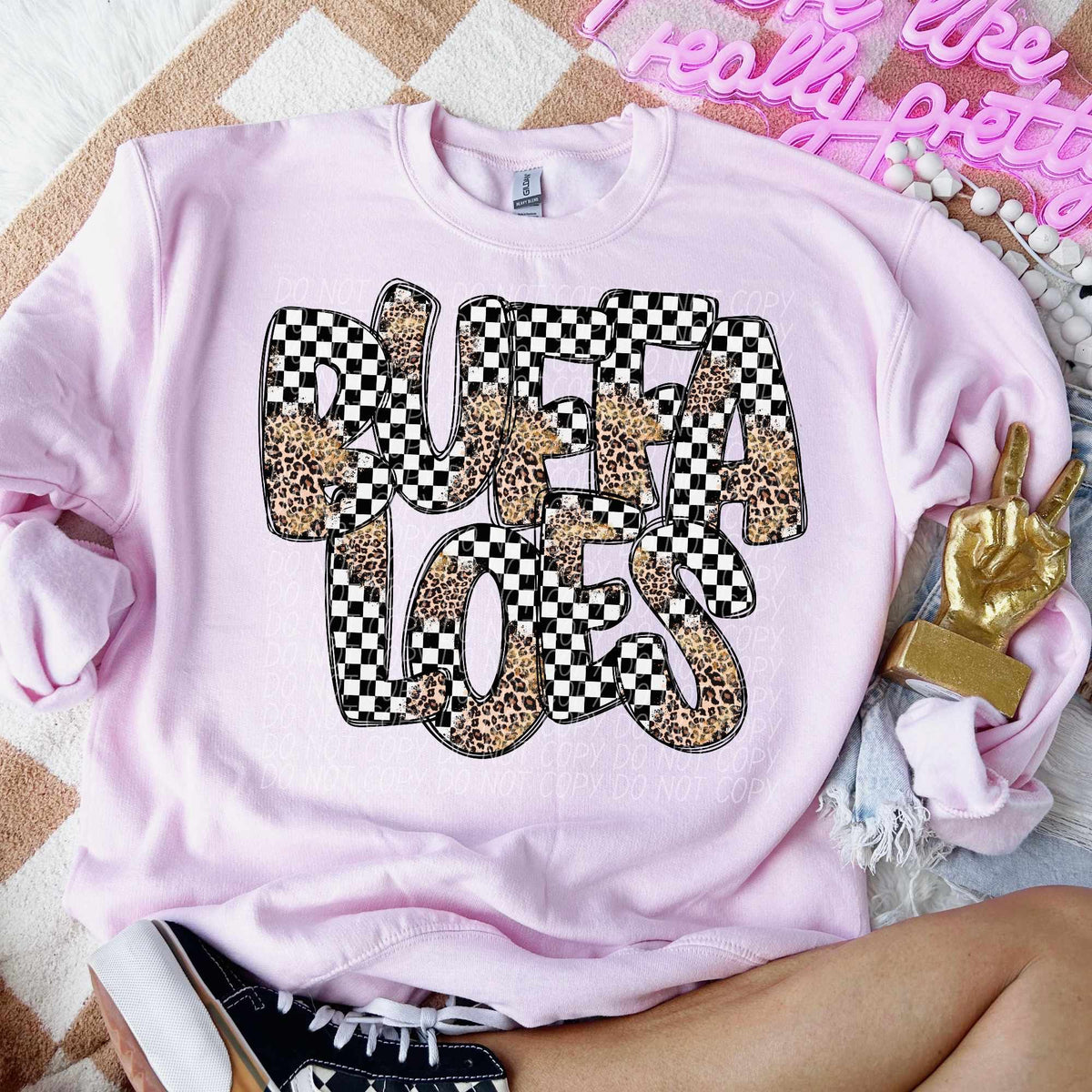 Buffaloes checkered leopard filled (CITY) 53128 DTF transfer