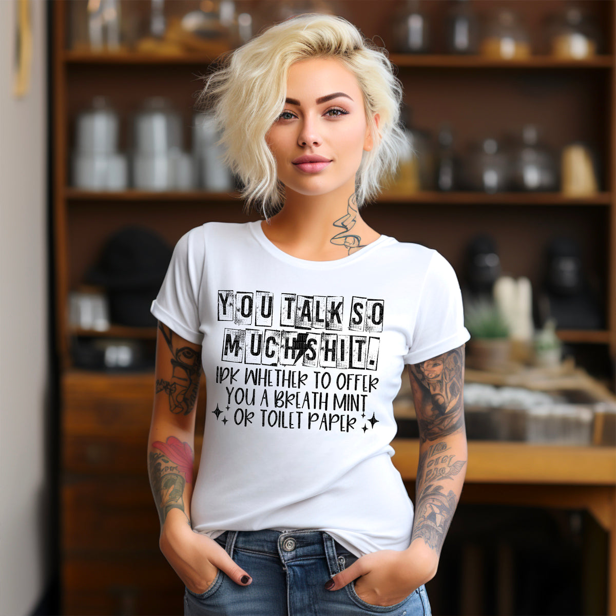 You talk so much shit black font 93693 DTF transfer